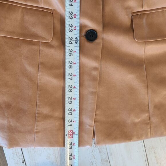 Avec Les Filles Camel Vegan Leather Darlene Oversized Blazer Jacket XL Classic - Picture 6 of 9